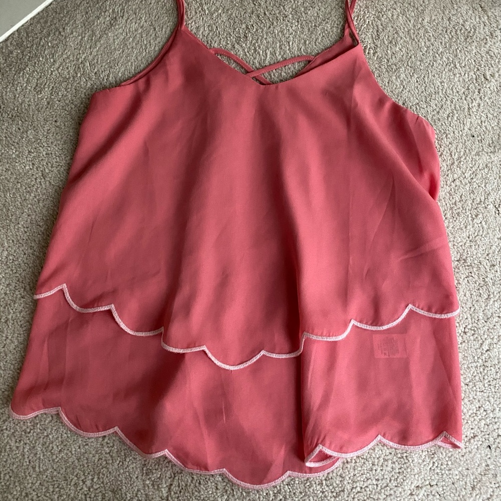Francesca’s Pink Scalloped Layered Tank